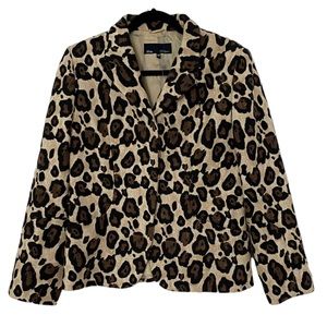 NWOT BLUE LES COPAINS Cheetah Jacket 40